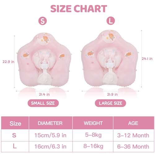 Baby Float with Canopy,Infant Pool Float with Safety Seat,Baby Swimming Float & Swim Float & Water Float UPF50+ UV Protection for Toddler from 3 to 36 Months.(S:3-12 Month/L:6-36 Month)