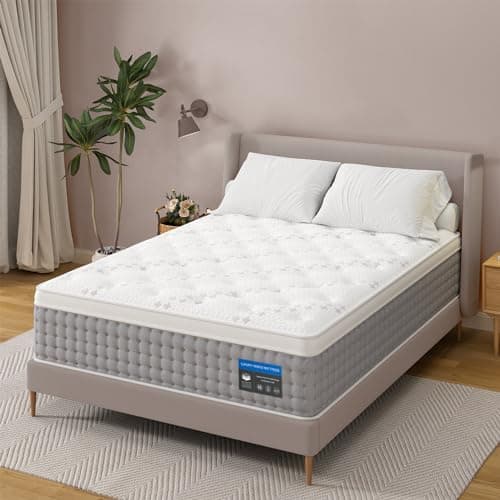 Sleepmax Queen Mattress 14 Inch - Hotel-Collection Hybrid Mattress Extra Lumbar & Hip Support - Deep Sleep Bed in a Box Pain Relief - Fiberglass-Free, CertiPUR-US Certified, 365-Night Trial