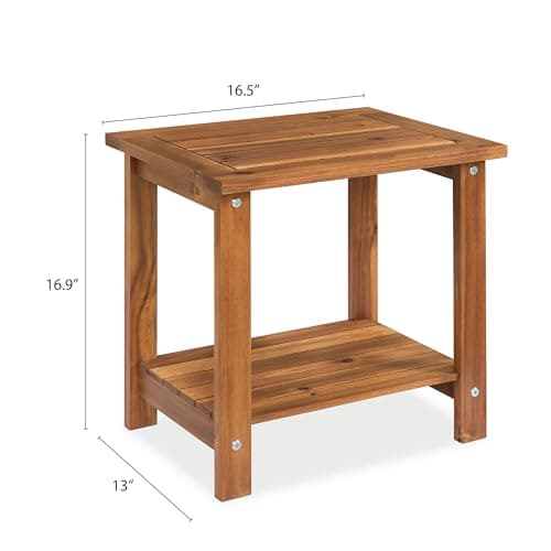 Double Adirondack Side Table, Weather-Resistant Rectangular End Table for Patio, Garden, Lawn, and Living Room. Ideal as a Stylish Indoor and Outdoor Side Table Companion, Natural