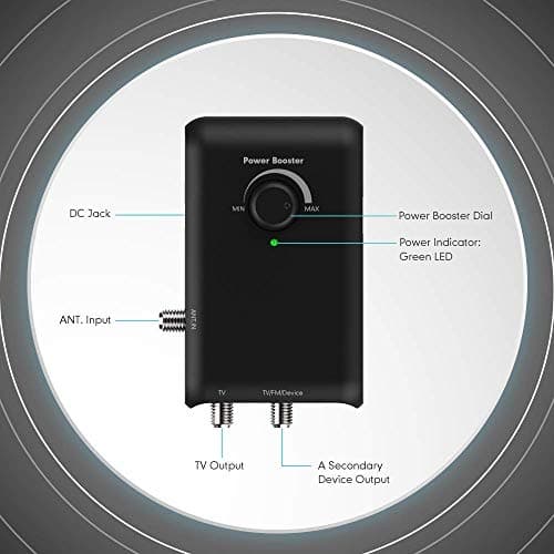 Antop HD Smart Boost Antenna Amplifier,TV Antenna Amplifier Signal Booster, HDTV Booster with Dual Outputs for 2 TVs, HD Digital VHF UHF FM Amplifier,Compatible with Any Non-Amplified Antennas