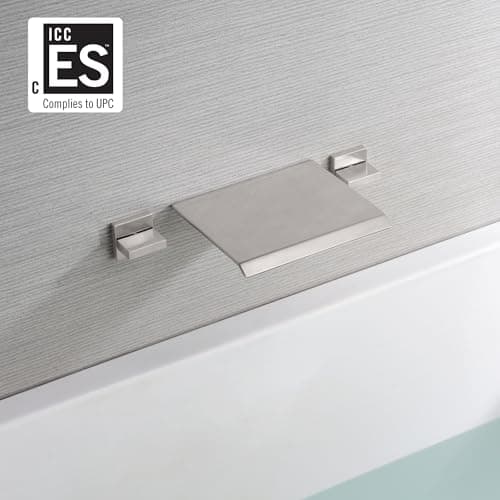 SUMERAIN Waterfall Tub Faucet Wall Mount Bathtub Faucet Brushed Nickel Dual Handle with Solid Brass Rough in Valve