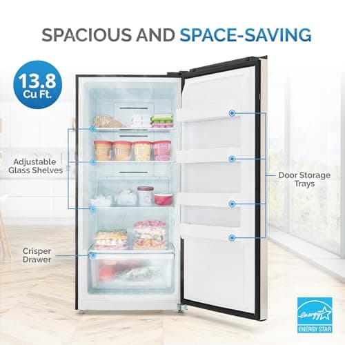 Newair 13.8 cu. ft. Upright Freezer, Fridge Freezer Convertible, Garage Ready Refrigerator, Frost Free Freezer with Door Alarm, Stand up Deep Freezer, Garage Freezer with LED Light