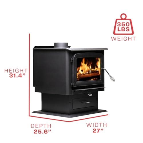 Ashley Hearth AW2520E-P 2,500 Sq. Ft. EPA Certified Pedestal Wood Burning Stove