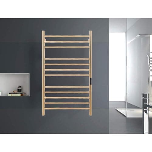 12 Bars Towel Warmer Rack, 23" Electric Wall Mounted Heated Towel Rack with Timer and Temperature Control, Towel Heater Hard Wired/Plug-in Hot Towel Rails for Bathroom, Brushed Gold
