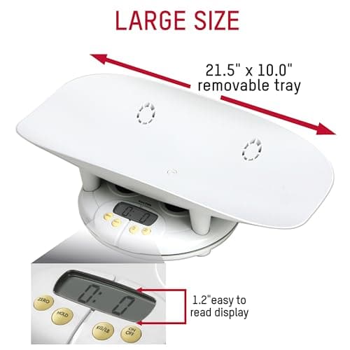 Salter Baby, Toddler, Pet Scale, Perfect Readings for Before and After Feedings and Parents and Breeders, 3-in-1 Function, Designed for Infants, Toddlers, and Pets, Hold Button, 44 LB Capacity, White