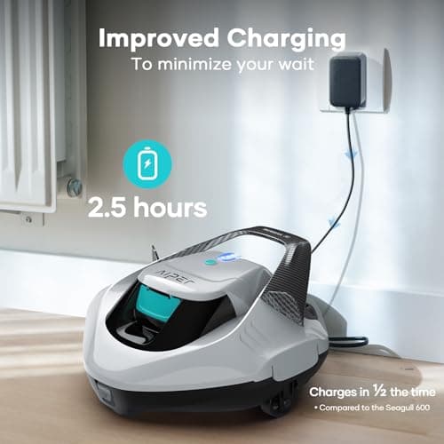 AIPER Cordless Robotic Pool Vacuum, Self-Parking Technology, Portable, Ideal for Above-Ground Flat Pool up to 40 Feet