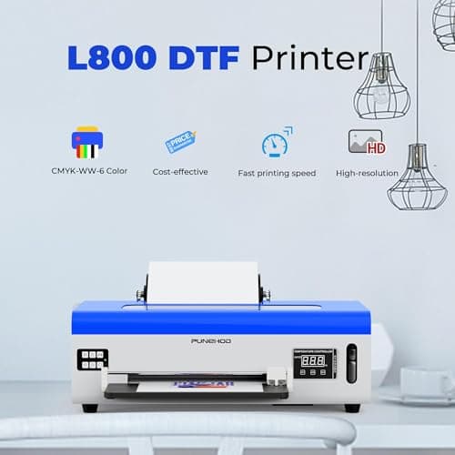 PUNEHOD DTF Printer A4 L800, DTF Transfer Printing Machine with White Ink Circulatory for DIY Print Dark and Light Fabrics Direct to Film Printer (with Oven)