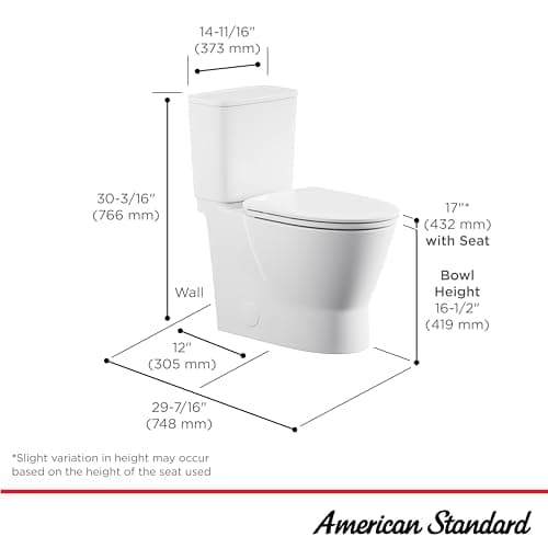 American Standard 252AA898.020 Cadet Aspirations Two-Piece Toilet with Slow-Close Seat, Elongated Front, Chair Height, Right Hand Flush, White, 1.28 gpf