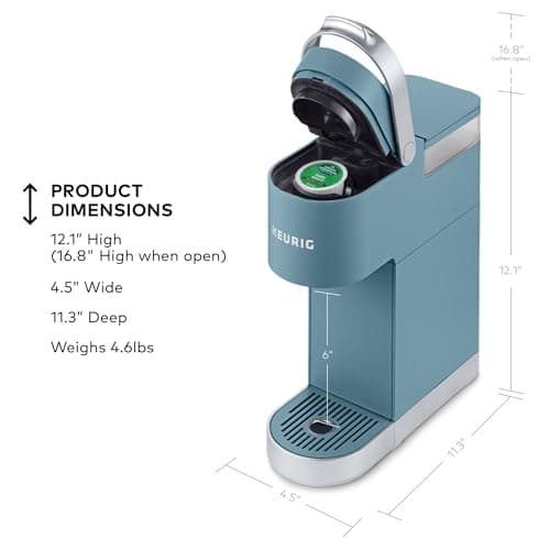 Keurig K-Mini Plus Single Serve K-Cup Pod Coffee Maker, with 6 to 12oz Brew Size, Stores up to 9 K-Cup Pods, Travel Mug Friendly, Evening Teal