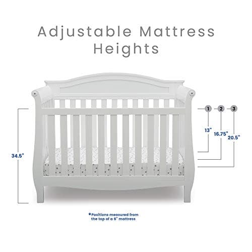 Delta Children Lancaster 4-in-1 Convertible Baby Crib, Bianca White