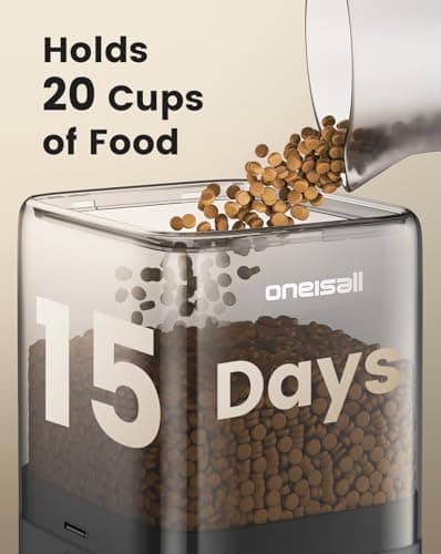 oneisall Automatic Cat Feeders 2 Cat, 20 Cups/5L Cats Auto Feeder, Automatic Cats Food Dispenser for Small Pets Indoor, Timed Pet Feeder for Dry Food