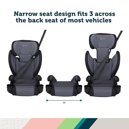 Safety 1st Grow and Go 2-in-1 Booster Car Seat with ComfortWings, Converts High-Back to Backless, 19" Wide, Fits 3 Across, Lightweight, Foldable, Easy-Clean, Cup Holders, 40-100 lbs, Black Sand