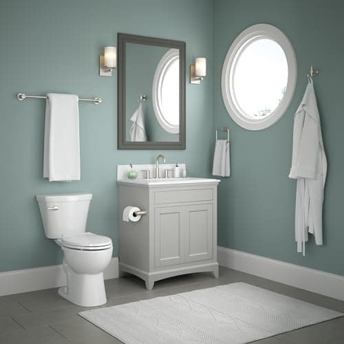 Delta FAUCET NIC64-DN Nicoli 4-Piece Bath Hardware Set 18 to 24 in. Towel Bar, Toilet Paper Holder, Towel Ring, Towel Hook in Brushed Nickel
