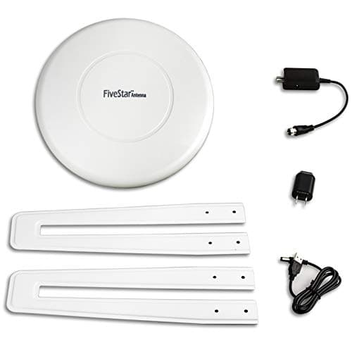 Five Star HDTV Antenna - 360° Omnidirectional Amplified Outdoor TV Antenna up to 150 Miles Indoor/Outdoor,RV,Attic 4K 1080P UHF VHF Supports 4TVs Installation Kit & Mounting Pole