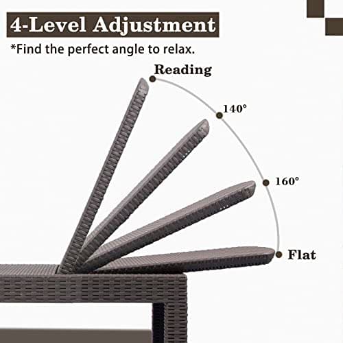 Outdoor Chaise Lounge Chair for Pool, Patio Bench Waterproof Sunbed,Mocha