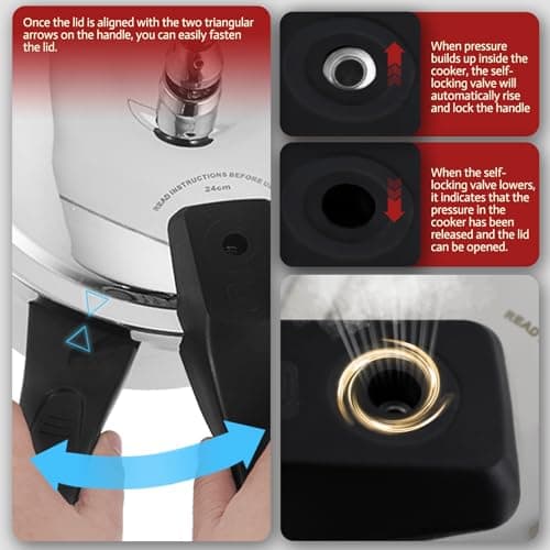 Stainless Steel Pressure Cooker 10 Quart All Stovetops Induction Compatible Food Grade Heavy Duty Multi Safety System Durable Body Handle for Home and Commercial Use, Deeluban