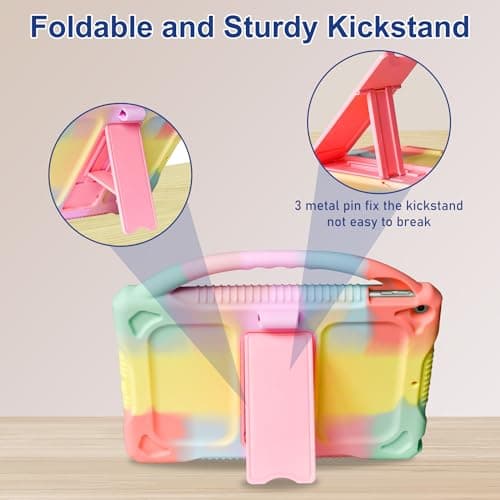 Kids Case for iPad 9th 8th 7th Generation,Shockproof Silicone Kids Cover for iPad 10.2 2021/2020/2019 with Handle Stand for New Apple iPad 10.2 inch(Rainbow)