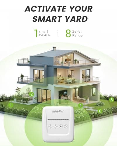 RAINPOINT 8 Zone Smart Sprinkler Controller - Local Weather Intelligence WiFi Sprinkler System Controller, Easy Install APP Control Irrigation System, Sprinkler Timer for Garden Yard
