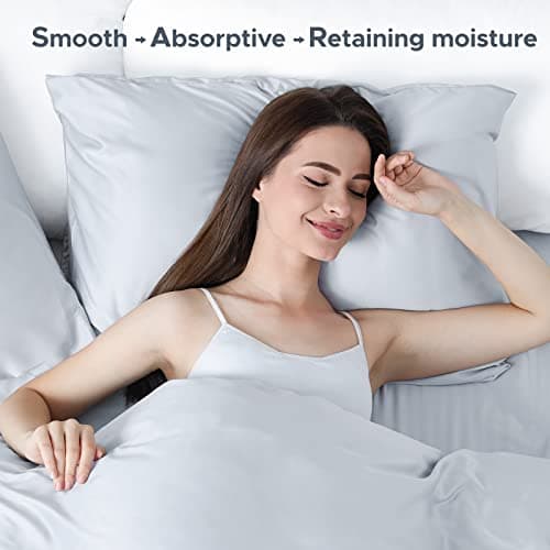 100% Pure Mulberry Silk Pillowcase for Hair and Skin - Allergen Resistant Dual Sides,600 Thread Count Silk Bed Pillow Cases with Hidden Zipper,2pc,Standard Size,Gray