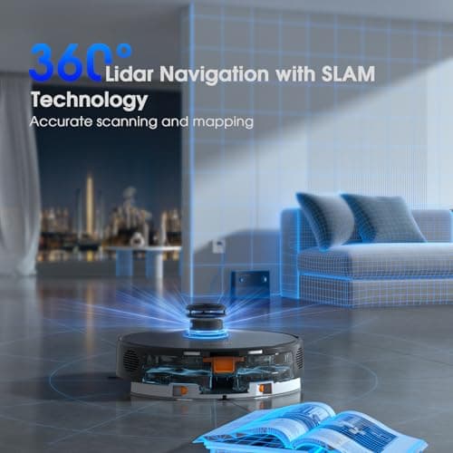 Robot Vacuum and Mop, Mapping Robotic Vacuums Cleaner with LiDAR Navigation Smart & Strong Suction, WiFi/App/Alexa/Voice Control, Obstacle Avoidance, for Home, Wood/Hard Floors, Pet Hair -Grey