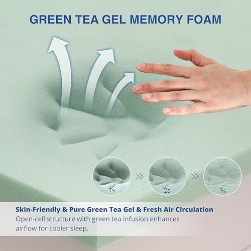 Twin Mattress, 8 Inch Memory Foam for Kids, Cooling Green Tea Gel, Fiberglass Free Comfortable Cover, Medium Firmness, Mattress in a Box, Foam Made in USA, CertiPUR-US Certified