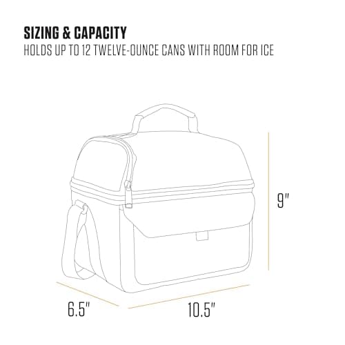 Carhartt 12 Can Two Compartment Lunch Box | Durable, Fully-Insulated Lunch Bag for Women & Men, Large Lunchbox (Black)