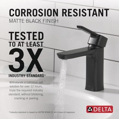 Delta 581LF-BLGPM-PP Modern Bathroom Faucet, 1.0 GPM Water Flow, Matte Black