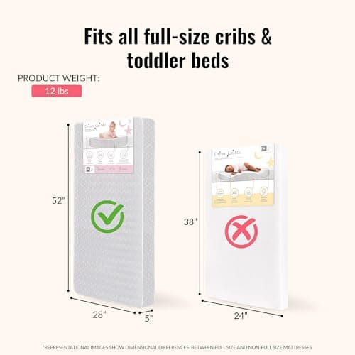 Dream On Me Honeycomb Orthopedic Firm Fiber Standard Baby Crib Mattress, Greenguard Gold and JPMA Certified, 5” Fiber Core Optimum Support, Fits Crib and Toddler Bed, Waterproof Vinyl Cover