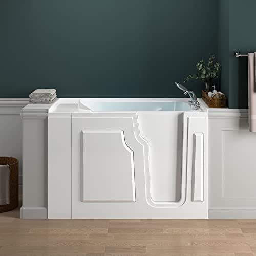 FerdY Floridian 52" Walk-in Bathtub with Right-Side Door Opening and Quick Fill and Drain System, Rectangular Soaking Bathtub in White