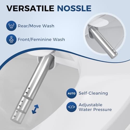 Bidet Toilet Seat, Electric Heated Toilet Seat Elongated with Instant Warm Water & Dryer, Rear and Feminine Washing, Self-Clean Nozzle, Slow Close Lid, Wireless Remote,Night Light