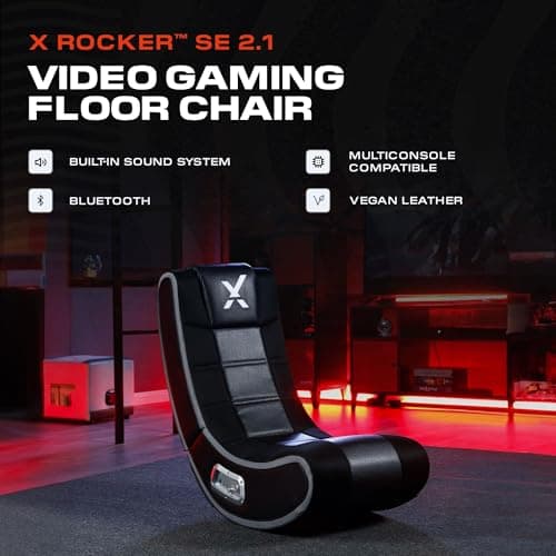 X Rocker V Rocker SE Black Foam Floor Video Gaming Chair for Adult, Teen, and Kid Gamers -2.1 High Tech Audio and Wireless Capacity - Foldable and Ergonomic Back Support (5130301)