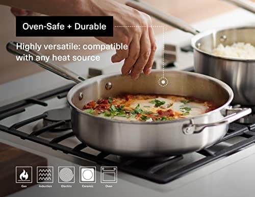 Misen 5-Ply Stainless Steel Cookware Set - Versatile, Dishwasher Safe - 9-Piece Set - 10" Skillet, 12" Skillet + Lid, 3 QT Saute Pan + Lid, 3 QT Saucier + Lid, 8 QT Stockpot + Lid