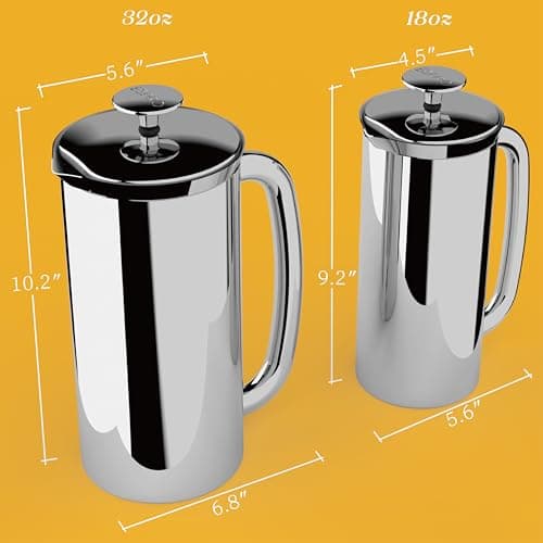 ESPRO P7 French Press Coffee Maker - Double-Walled Stainless Steel Insulated with Micro-Filter, 32 Ounces, Polished Stainless Steel