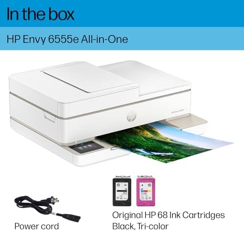 HP Envy 6555e Wireless All-in-One Color Inkjet Printer, Print, scan, Copy, Duplex Printing Best-for-Home, 3 month Instant Ink trial included (714N5A)
