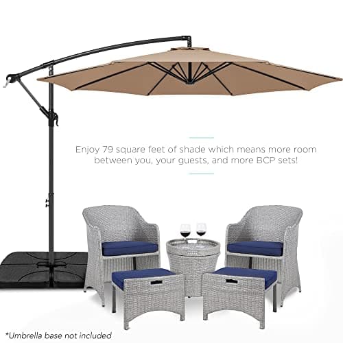 Best Choice Products 10ft Offset Hanging Market Patio Umbrella w/Easy Tilt Adjustment, Polyester Shade, 8 Ribs for Backyard, Poolside, Lawn and Garden