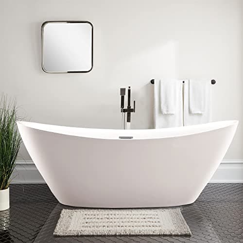 Vanity Art 71" X 33" Freestanding Bathtub | Home Improvement Bathtubs with Contemporary Design for Soaking and Bathing, Overflow and Pop-up Drain with UPC Certified, Acrylic, VA6807-PC