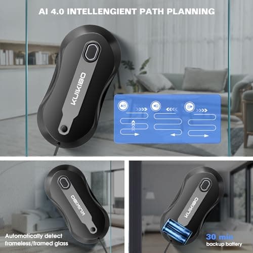 S6 Window Cleaner Robot with Leather Belt Dual Water Spray 3500Pa Houshold Window Cleaning Robot with AI Path Planning Low Noise Glass Cleaning Robot for Frame/Frameless Glass