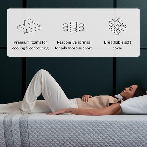 Leesa Sapira Hybrid 11" Mattress, Queen Size, Premium Cooling Foam and Pocket Spring/CertiPUR-US Certified / 100-Night Trial,White and Gray
