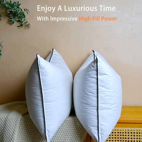 Premium White Goose Down Pillows - 550+ Fill Power - Soft and Support Down Bed Pillow for Sleeping - Hotel Bed Pillows for Back,Side,Stomach Sleepers,Standard (1 Pack,20" x 26")