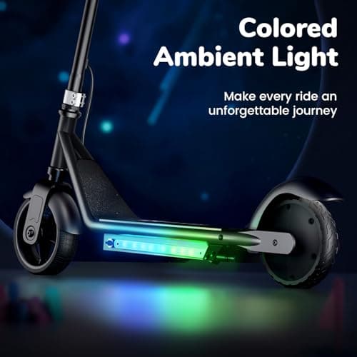 iScooter IK3/IK3Pro Electric Scooter for Kids Aged 6-12, LED Display, 3 Speeds, 3 Heights (IK3Pro), Magnetic Charging, 150W Motor, Colorful Lights