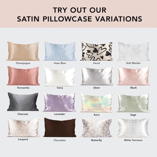 Kitsch Satin Pillowcase with Zipper for Hair & Skin, Softer Than Silk Pillow Cases Queen Size Set of 2, Wrinkle-Free, Smooth and Cooling Satin Pillow Covers, Standard Size 19"x26" - Ivory, 2pcs