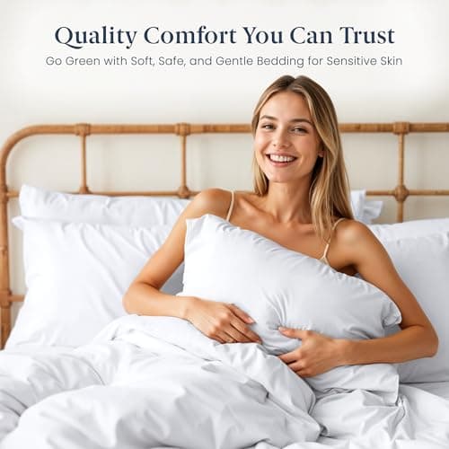 Ella Jayne Viscose Derived from Bamboo Sheets Set (4 Pieces) Queen Size, Ultra Soft & Luxuriously Cooling, Eco-Friendly Queen Sheet Set Deep Pockets 16 Inch (White)