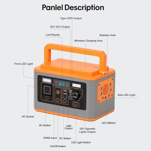 Panana Portable Power Station 500W (Peak 1000W), 499.5Wh Solar Generator with USB-C PD Output, AC Outlet Backup Lithium Battery Power Supply for Outdoor Camping Hunting RV Emergency