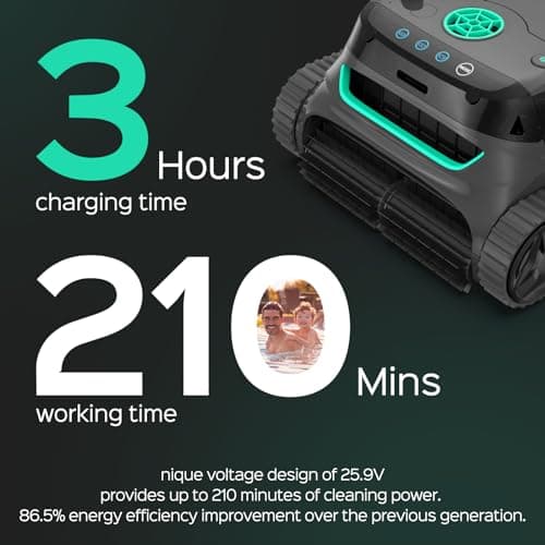 WYBOT S2 Cordless Robotic Pool Cleaner, Smart Navigation Inground Pool Vacuum Lasts 180 Mins, Wall Climbing & Waterline Cleaning for Pools up to 3229 Sq.ft, Switch/App Mode, Dual Filtration