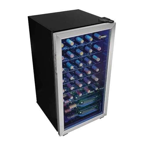 Danby DWC036A1BSSDB-6 3.3 Cu. Ft. Free Standing Wine Cooler, Holds 36 Bottles, Single Zone Fridge with Glass Door-Chiller for Kitchen, Home Bar, Stainless Steel