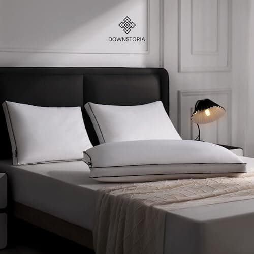 Feather Down Pillows King Size Set of 2 with Gusset, Luxury Hotel Collection Bed Pillow 2 Pack, Down Surrounded Pillows for Sleeping, Soft Fluffy for Side, Back Sleepers 20x36 in.