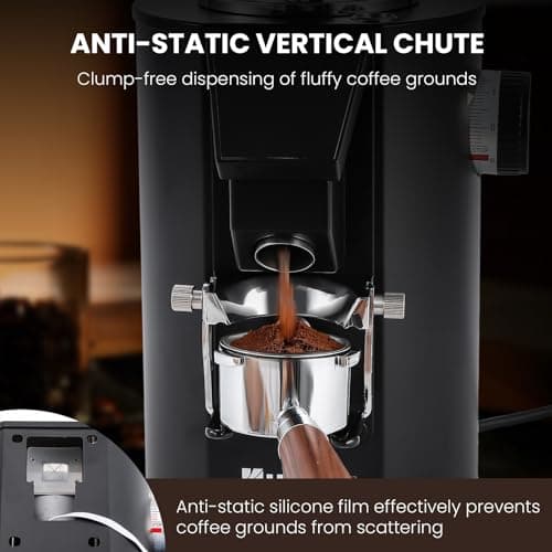 Huanyu Commercial Coffee Grinder with Touching Screen Infinite Adjustment 8 Grinding Settings Burr Coffee Grinders for Shops with Dual Dosing Modes
