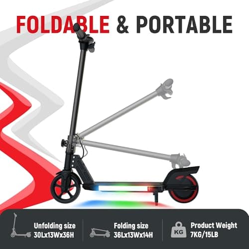 Foldable Electric Scooter for Kids, with Bright Front LED Lights,Shining Pedal Lights, LED Display, Dual Brakes 150W Motor Kids Electric Scooter, UL2272 Certified