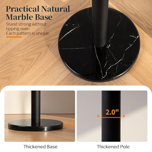 Yoobure Metal Coat Rack Freestanding with Marble Base, Coat Tree with 12 Hooks & Umbrella Holder, Coat Hanger Stand for Corner Entryway Bedroom Office, Heavy Duty Coat Rack Stand for Clothes Hats Bags