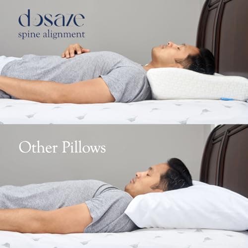 Dosaze Contoured Orthopedic Pillow, Queen Size Bed Pillow for Neck Pain Relief - Medium Firm, Bed Pillow for Back, Stomach and Side Sleepers, CertiPUR-US/Oeko-Tex